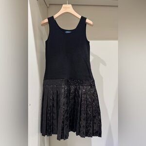 Polo Ralph Lauren Black Sleeveless Knit Sequin Pleat-Skirt Dress. Size L/XL